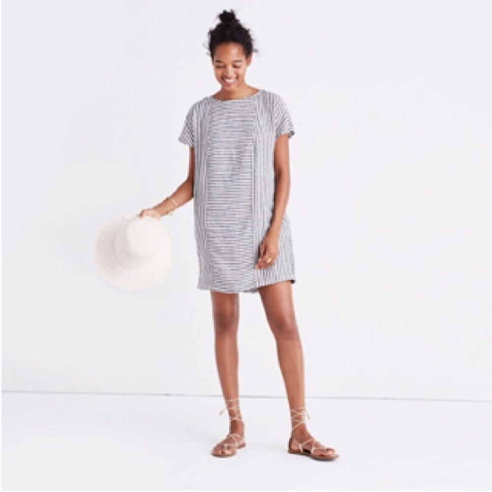 Madewell Stripe-Play Button Back Dress